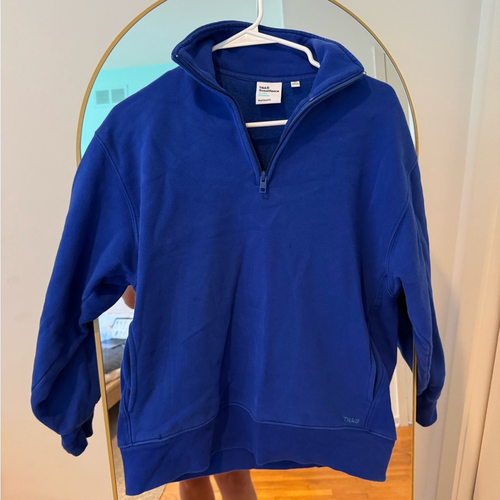 TNA Deep Blue Zip-Up Sweater